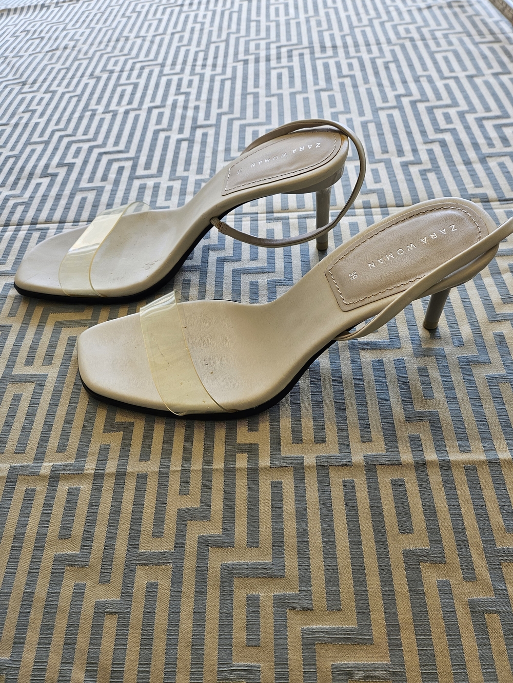 Zara Cream Slingback Kitten Heels View 2
